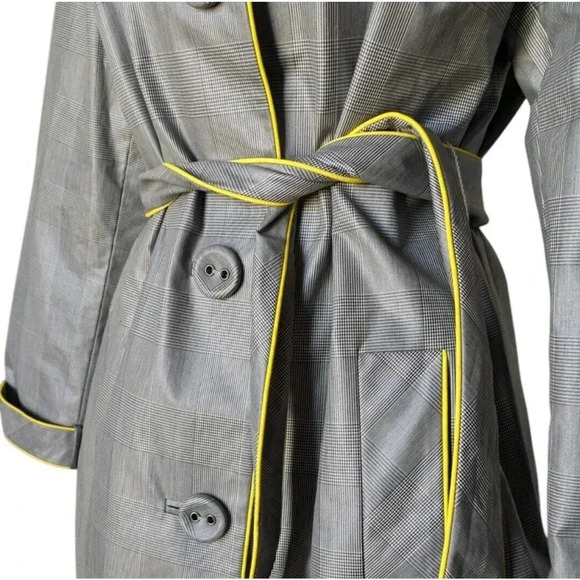 Carlisle Collection Glen Plaid Lightweight Belted Rain Jacket Size 12 Pockets - Picture 5 of 6